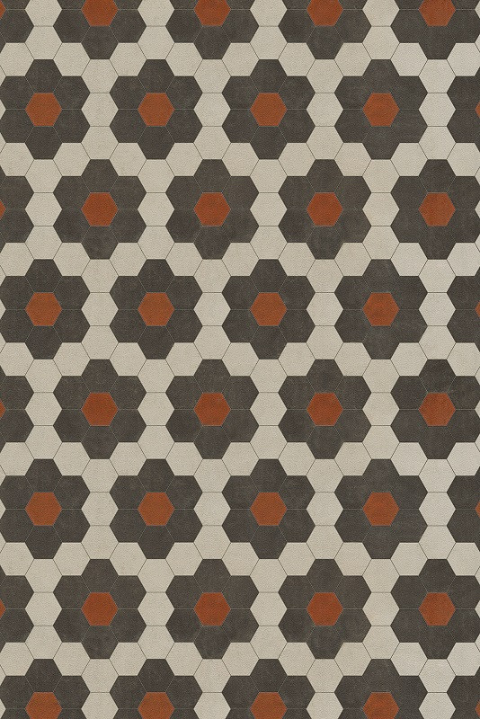 Classic Pattern 2 Organic Synthesis - (lightly distressed) - vinyl floor cloth sizes  20x30, 24x36, 30x44, 38x56, 52x76, 70x102