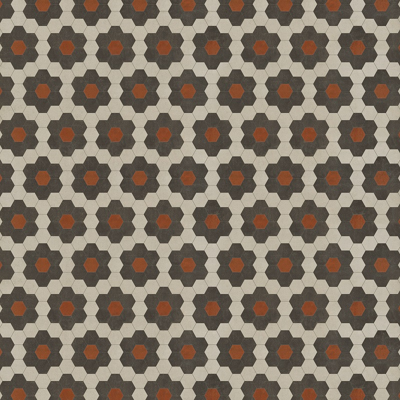 Classic Pattern 2 Organic Synthesis - (lightly distressed) - vinyl floor cloth sizes 84x84, 96x96, 120x120