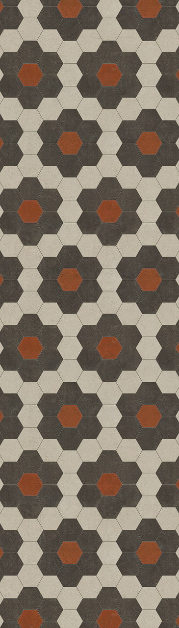 Classic Pattern 2 Organic Synthesis - (lightly distressed) - vinyl floor cloth size 36x126