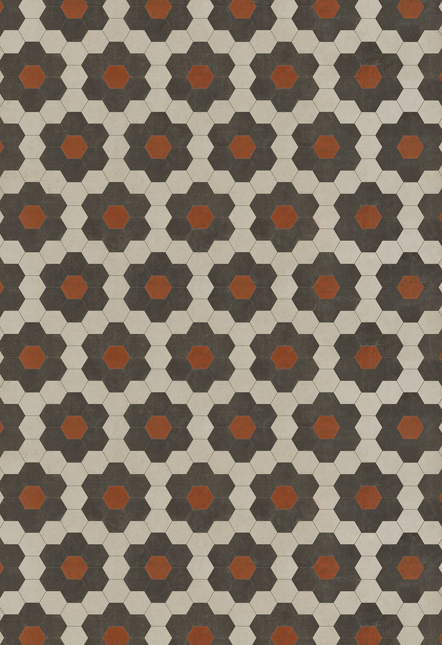 Classic Pattern 2 Organic Synthesis - (lightly distressed) - vinyl floor cloth sizes 96x140, 120x175