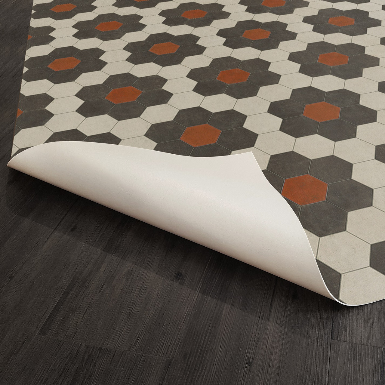 Classic Pattern 2 Organic Synthesis - (lightly distressed) - vinyl floor cloth underside 