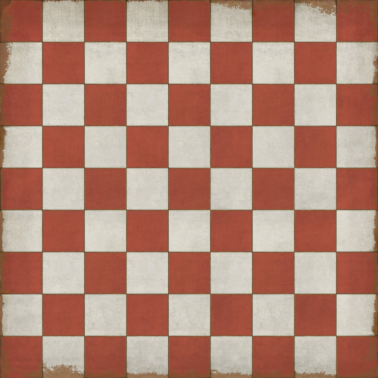 Classic Pattern 7 Checked Out (distressed)- vinyl floor cloth sizes 60x60, 72x72, 84x84