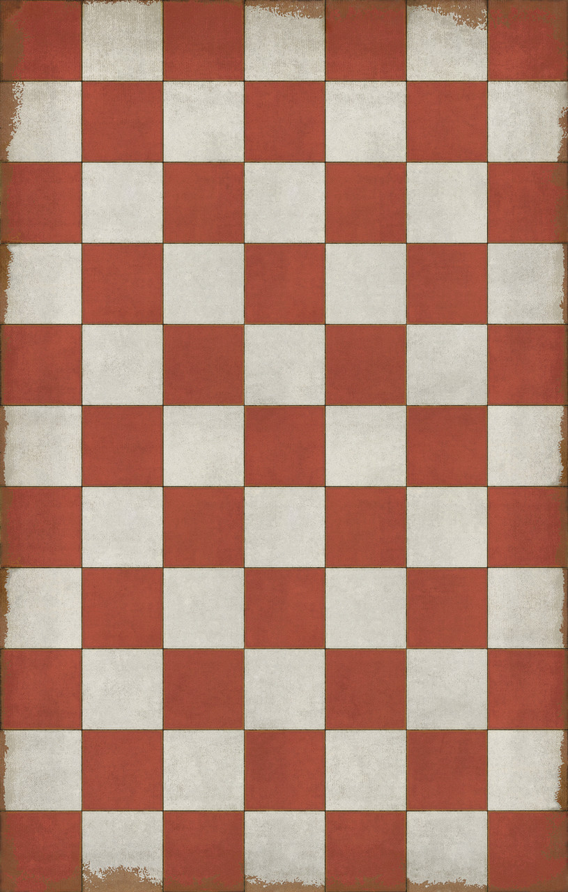 Classic Pattern 7 Checked Out (distressed)- vinyl floor cloth sizes 70x110, 96x150, 120x173