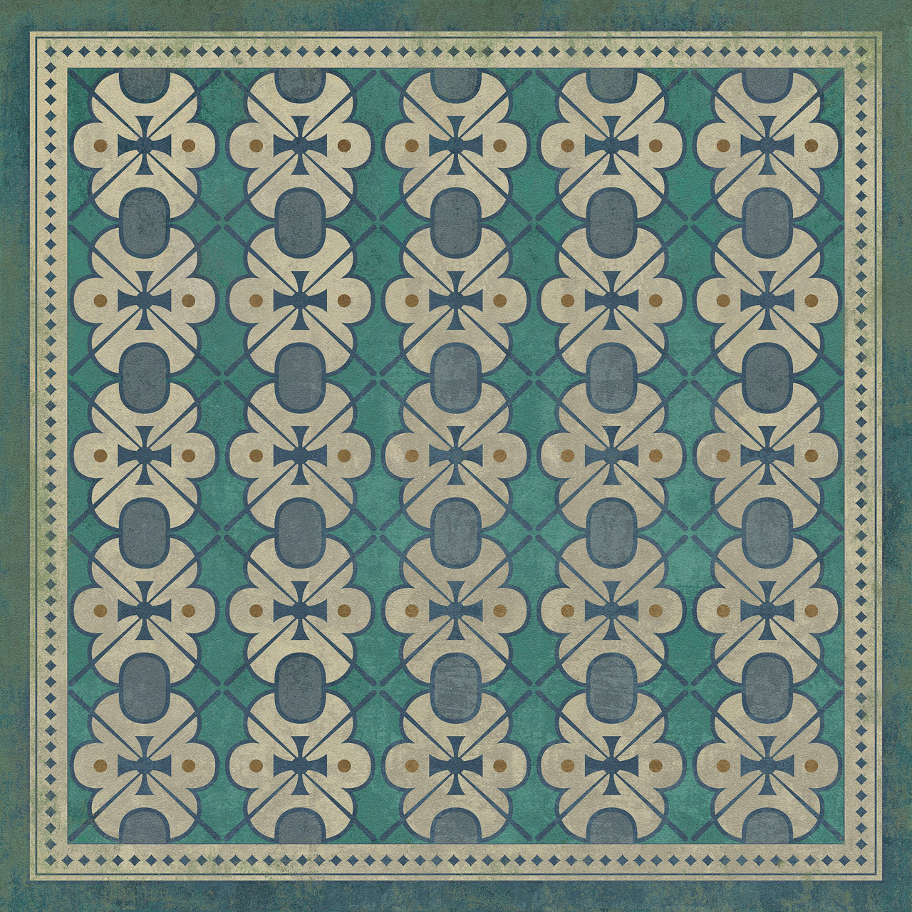 Classic Pattern 5 Mrs Hudson - vinyl floor cloth sizes 36x36, 48x48