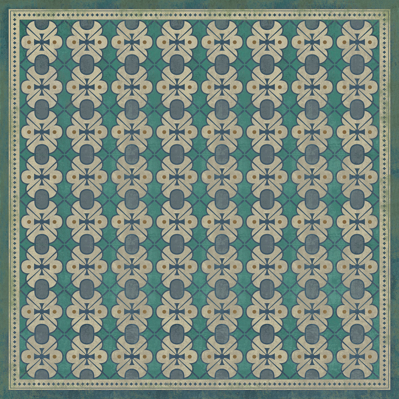 Classic Pattern 5 Mrs Hudson - vinyl floor cloth sizes 84x84, 96x96, 120x120