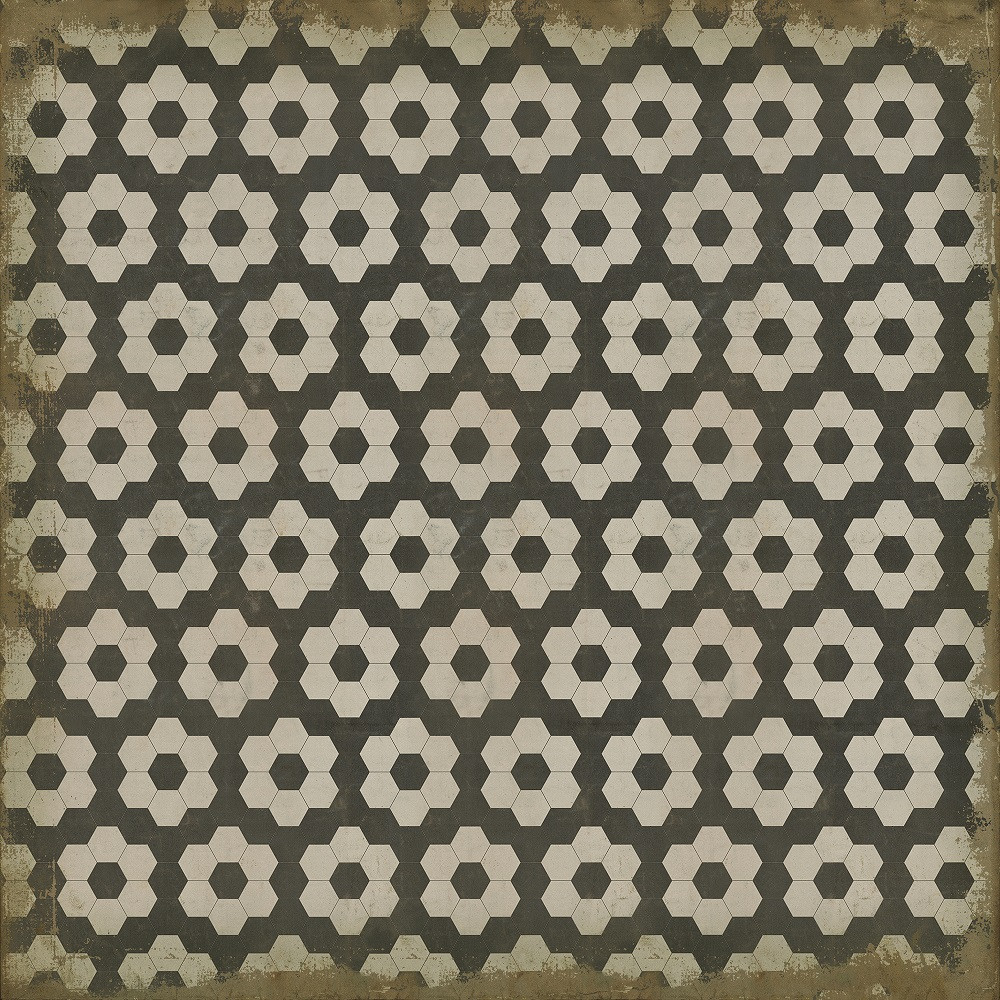 Classic Pattern 2 Resonance (distressed) - vinyl floor cloth sizes 84x84, 96x96, 120x120