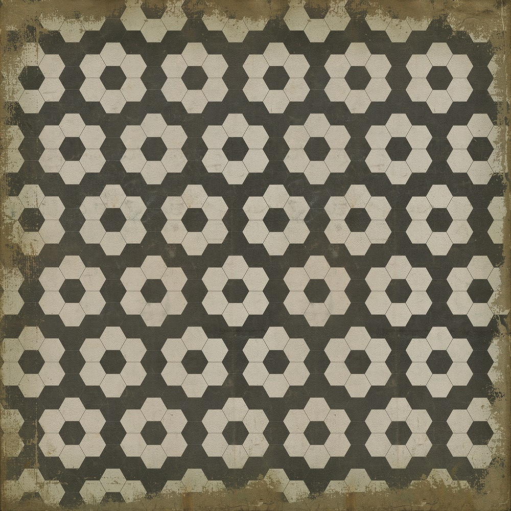 Classic Pattern 2 Resonance (distressed) - vinyl floor cloth sizes 36x36, 48x48, 60x60, 72x72