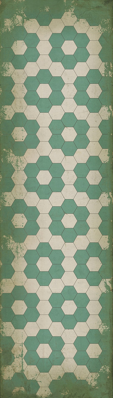 Classic Pattern 2 Water Lilies (distressed) - vinyl floor cloth size 36x126