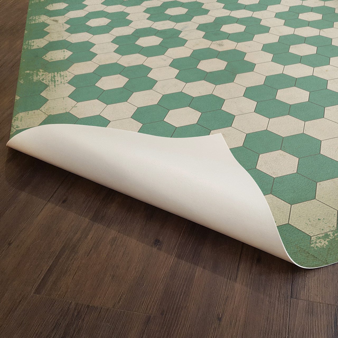 Classic Pattern 2 Water Lilies (distressed) - vinyl floor cloth underside 