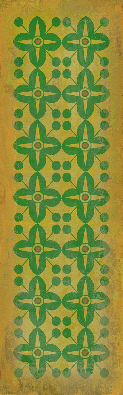 Classic Pattern 3 Follow the Yellow Brick Road (distressed) - vinyl floor cloth sizes 24x77, 26x83, 30x96, 36x115