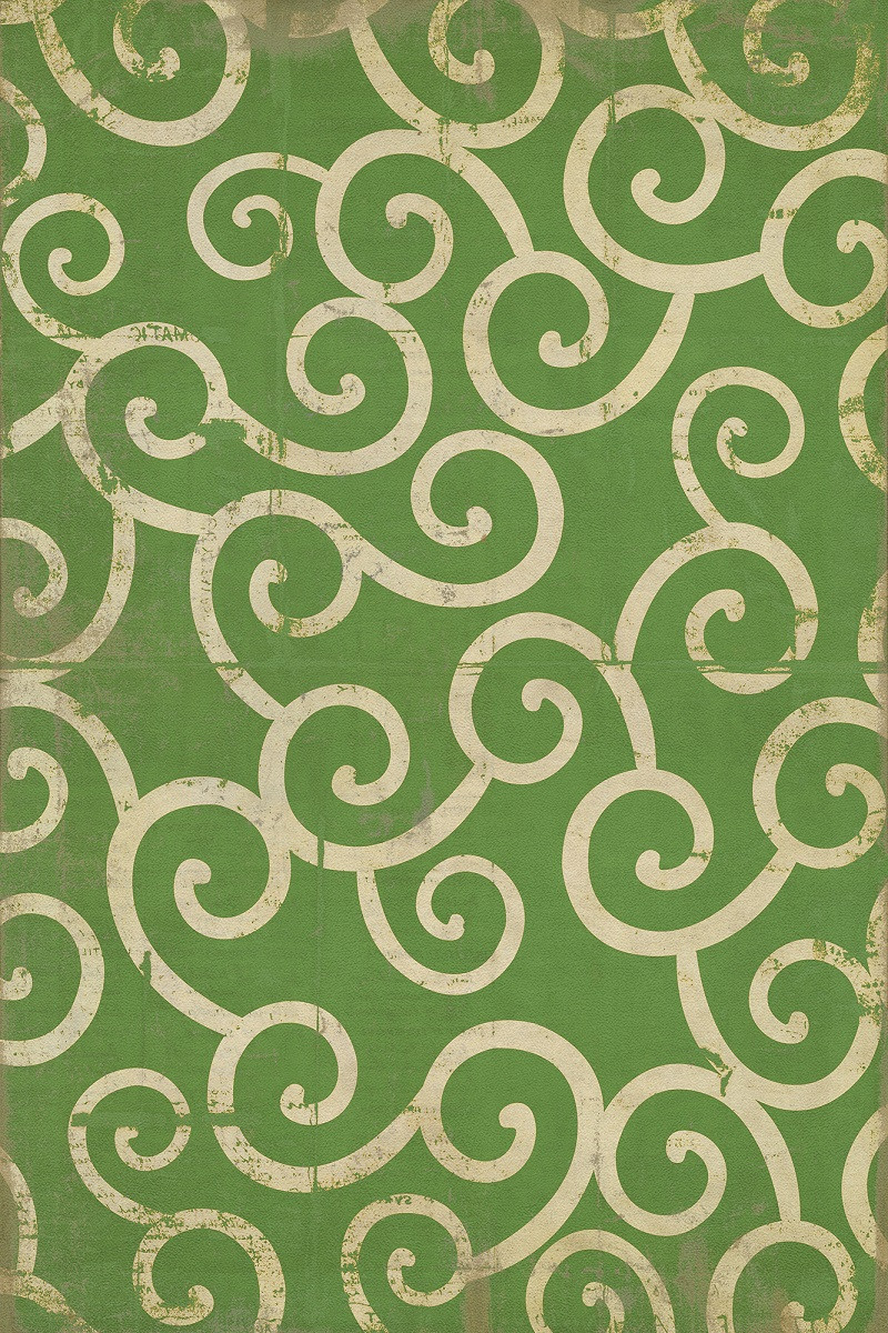 Classic Pattern 4 Sea of Green (distressed) - vinyl floor cloth sizes 20x30, 24x36, 30x44, 38x56, 52x76, 70x102