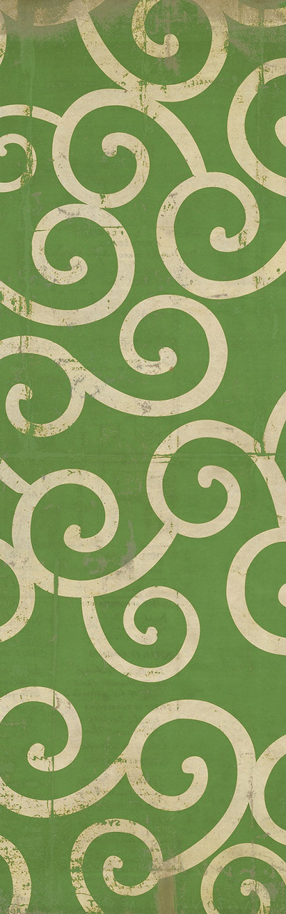 Classic Pattern 4 Sea of Green (distressed) - vinyl floor cloth sizes 24x77, 30x96, 26x83, 36x115