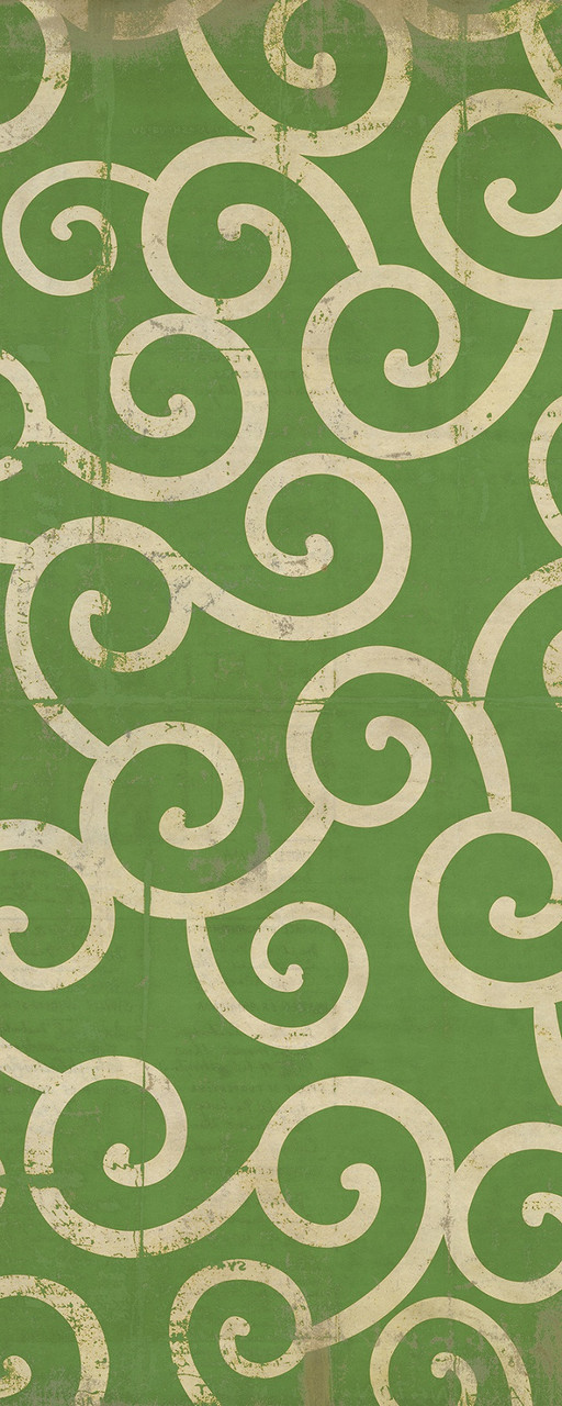 Classic Pattern 4 Sea of Green (distressed) - vinyl floor cloth sizes 30x75, 36x90