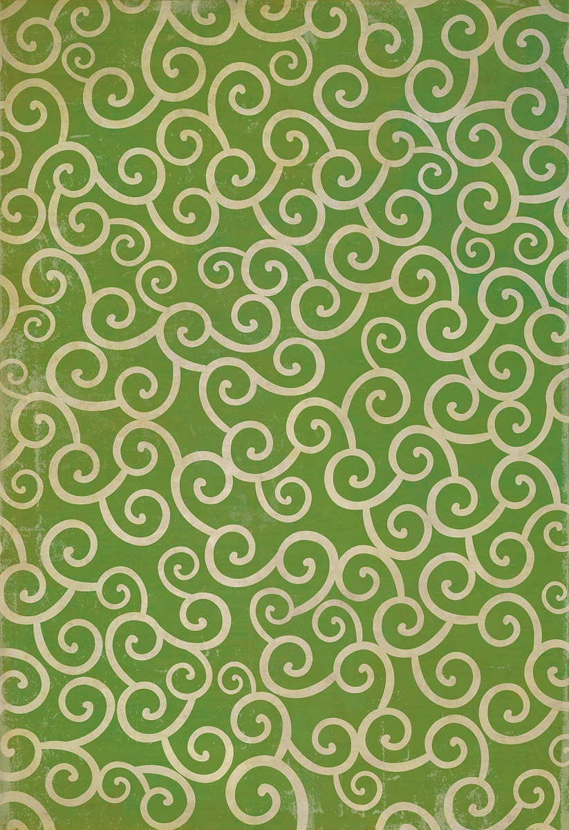 Classic Pattern 4 Sea of Green (distressed) - vinyl floor cloth sizes 96x140, 120x175