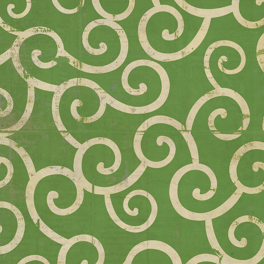 Classic Pattern 4 Sea of Green (distressed) - vinyl floor cloth sizes 36x36, 48x48, 60x60, 72x72