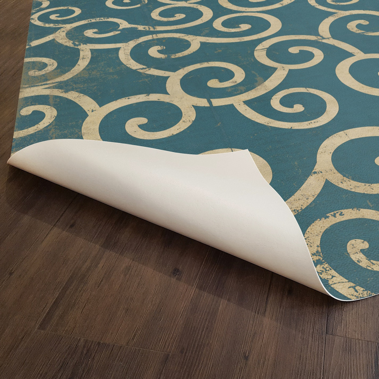 Classic Pattern 4 Tsunami (distressed)- vinyl floor cloth sizes underside
