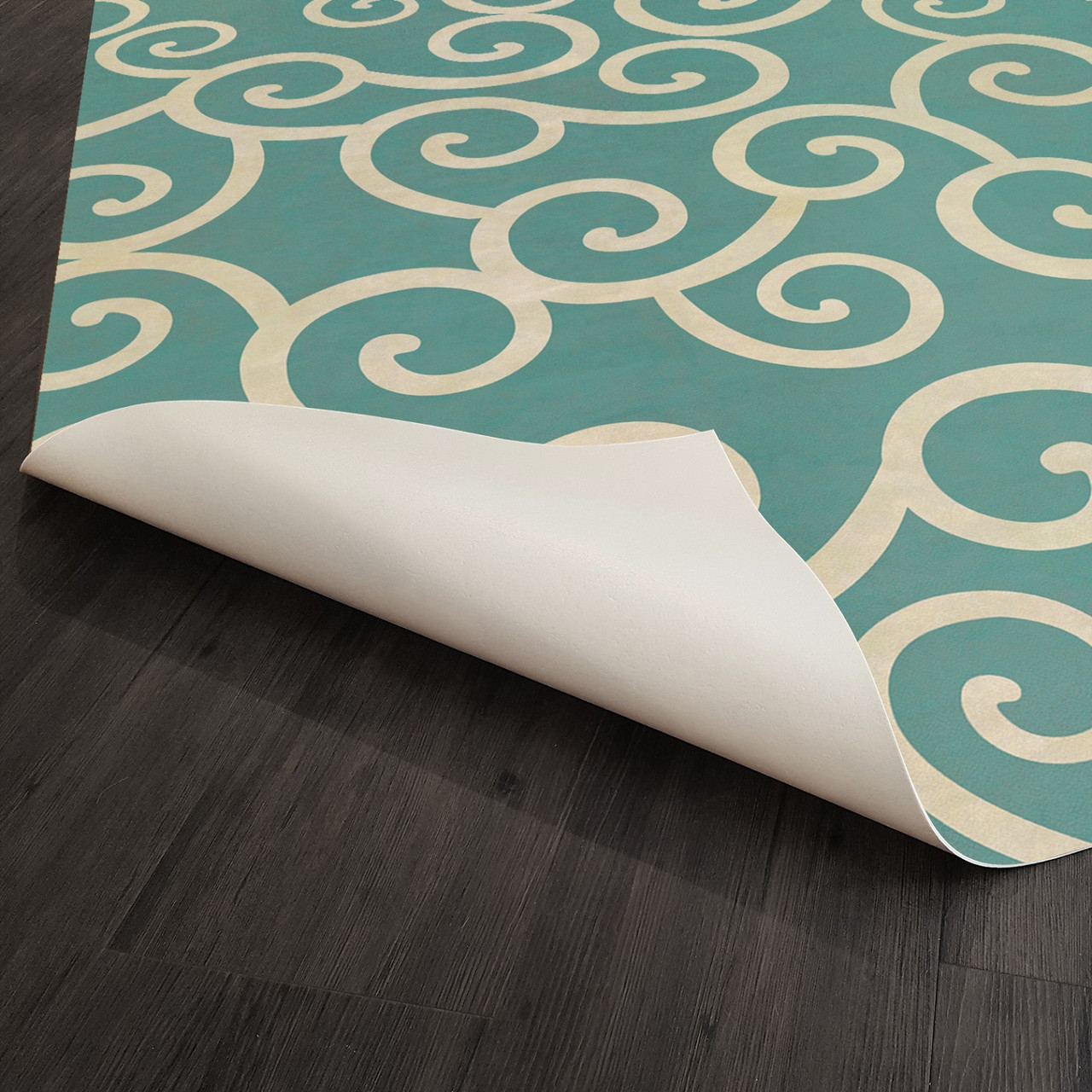 Classic Pattern 4 20,000 Leagues (lightly distressed) - vinyl floor cloth underside 