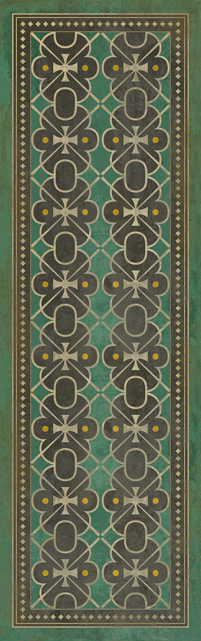 Classic Pattern 5 Jeeves - vinyl floor cloth sizes 26x83, 36x115