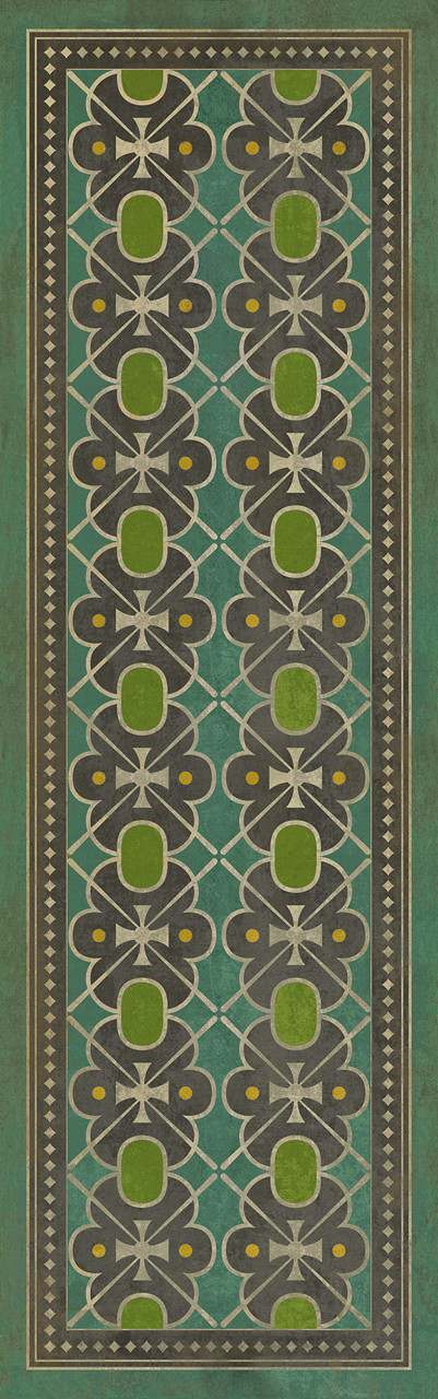 Classic Pattern 5 Miss Havisham - vinyl floor cloth sizes 24x77, 30x96, 26x83, 36x115