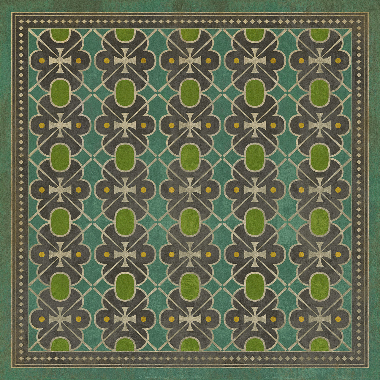 Classic Pattern 5 Miss Havisham - vinyl floor cloth sizes 36x36, 48x48