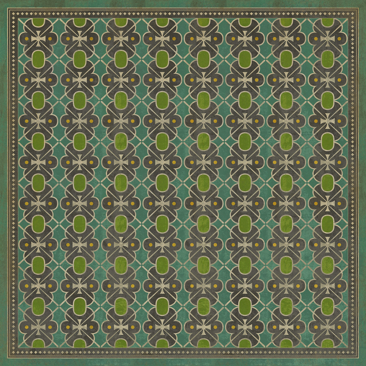 Classic Pattern 5 Miss Havisham - vinyl floor cloth sizes 84x84, 96x96, 120x120