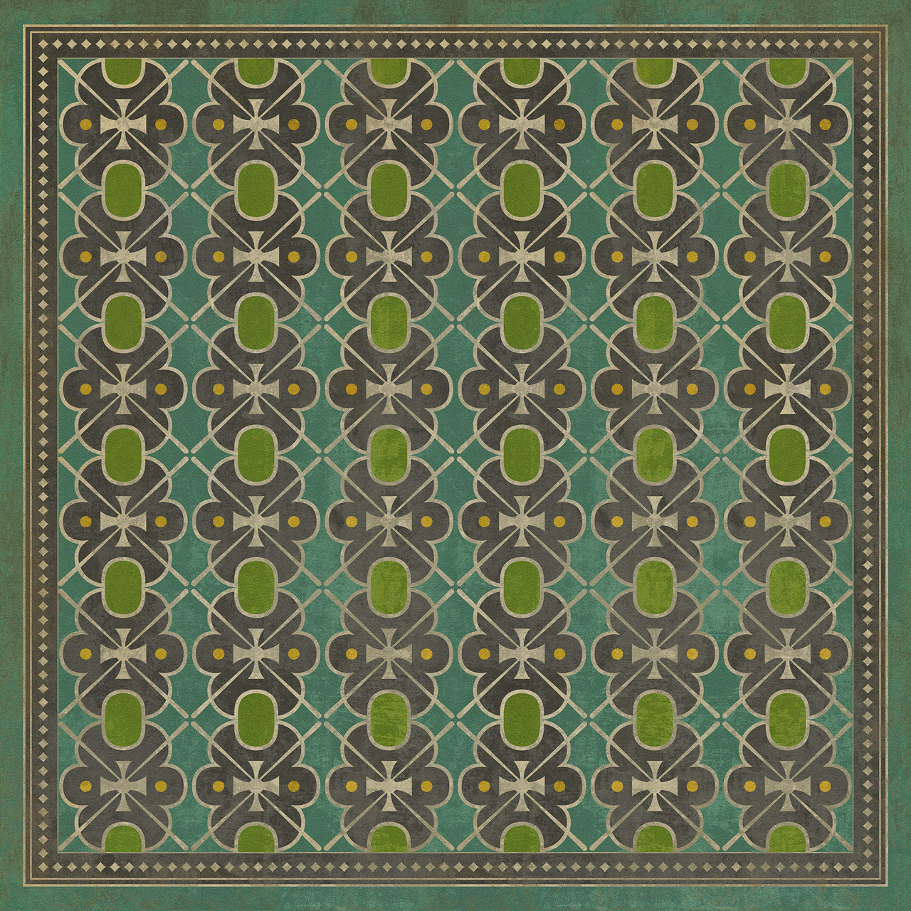 Classic Pattern 5 Miss Havisham - vinyl floor cloth sizes 60x60, 72x72, 84x84