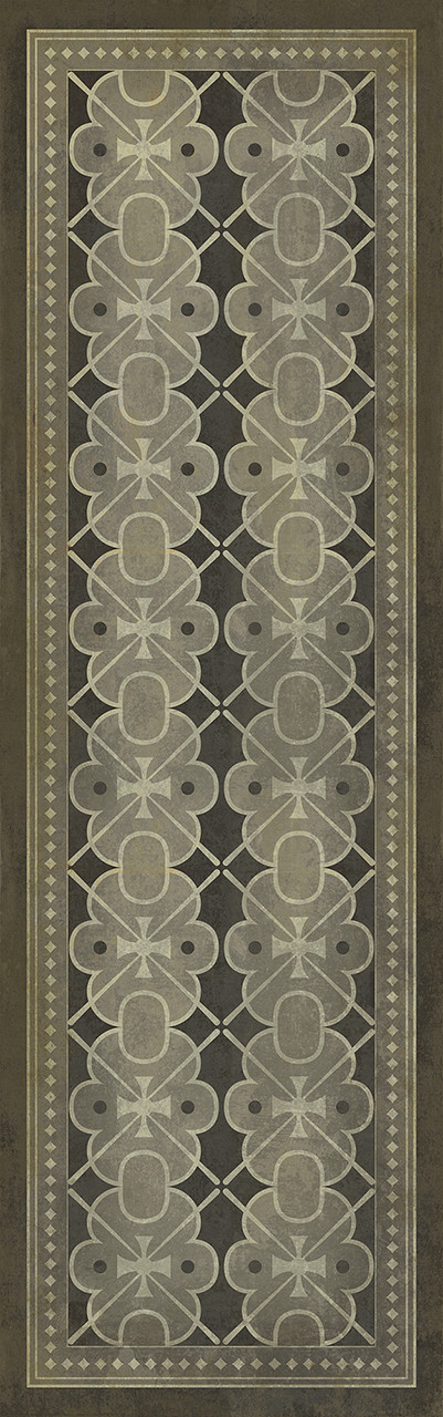 Classic Pattern 5 Dorian Gray - vinyl floor cloth sizes 24x77, 30x96, 26x83, 36x115