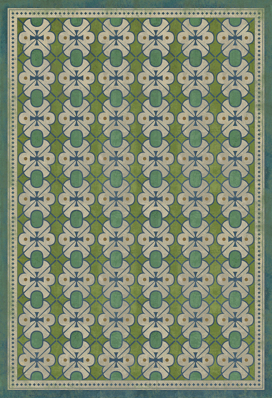 Classic Pattern 5 Mrs Peacock - vinyl floor cloth sizes 96x140, 120x175