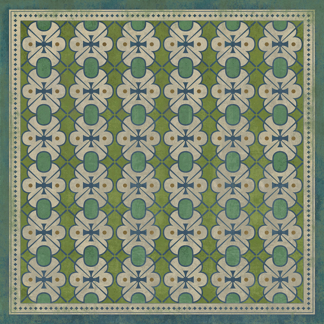 Classic Pattern 5 Mrs Peacock - vinyl floor cloth sizes 60x60, 72x72
