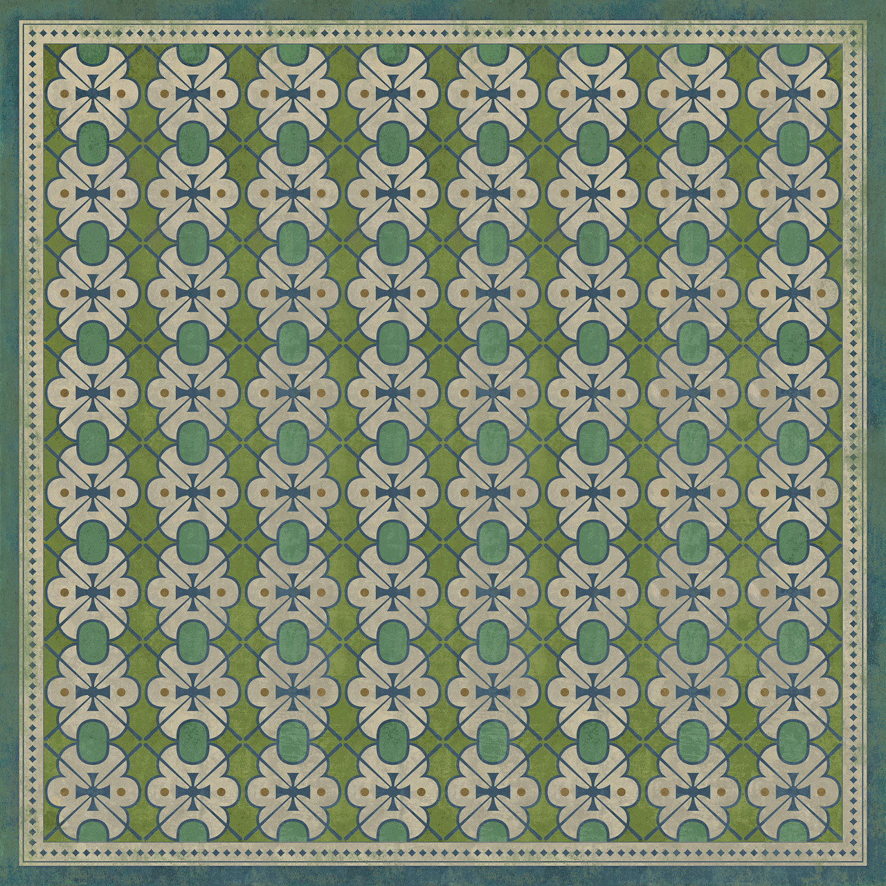 Classic Pattern 5 Mrs Peacock - vinyl floor cloth sizes 96x96, 120x120