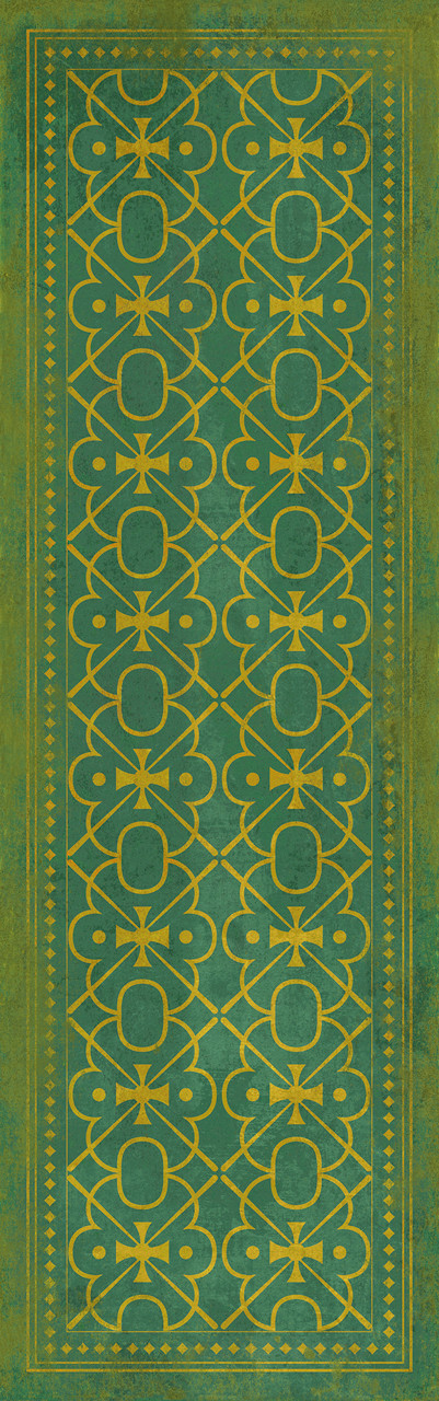 Classic Pattern 5 Mr Green - vinyl floor cloth sizes 26x83, 36x115