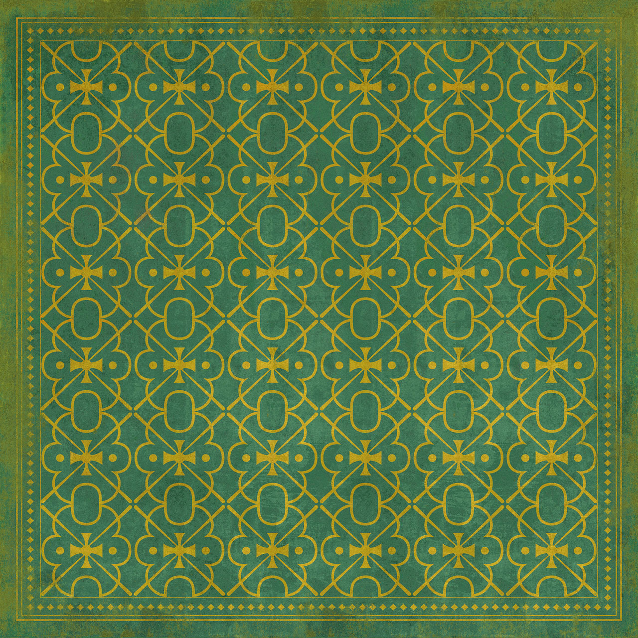 Classic Pattern 5 Mr Green - vinyl floor cloth sizes 60x60, 72x72, 84x84