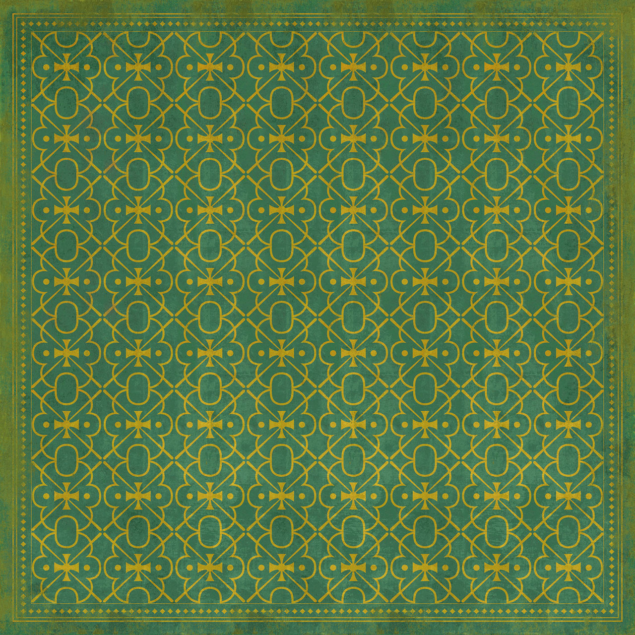 Classic Pattern 5 Mr Green - vinyl floor cloth sizes 96x96, 120x120