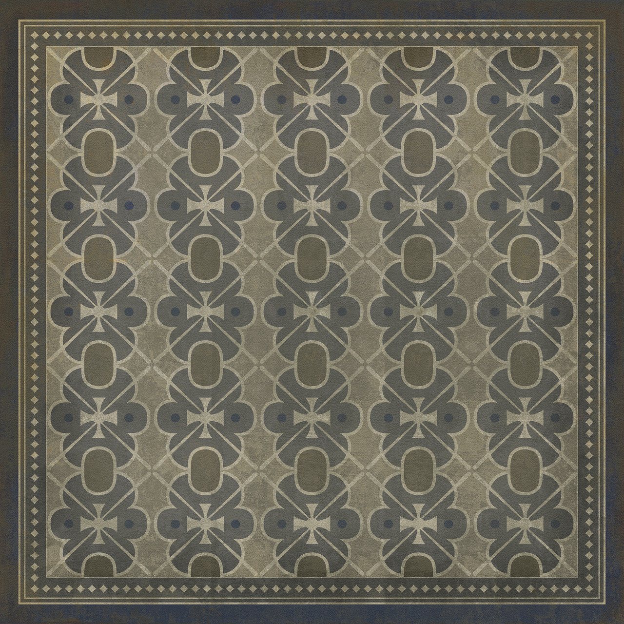 Classic Pattern 5 London Fog - vinyl floor cloth sizes 36x36, 48x48