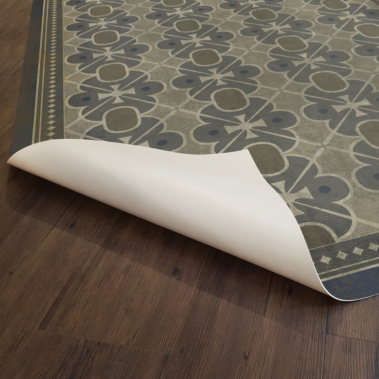 Classic Pattern 5 London Fog - vinyl floor cloth underside 