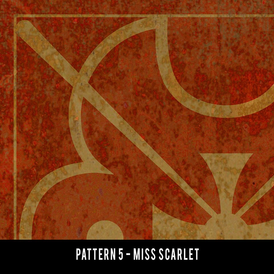 Classic Pattern 5 Miss Scarlet - vinyl floor cloth swatch sample