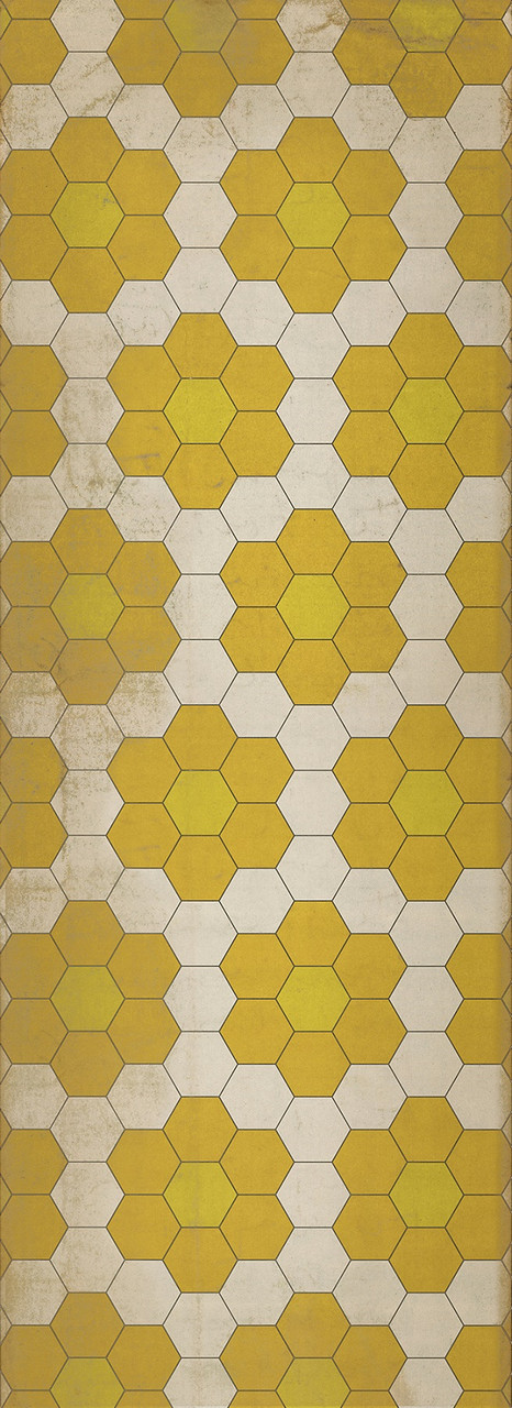 Classic Pattern 2 Bees Knees (distressed) - vinyl floor cloth size 36x99