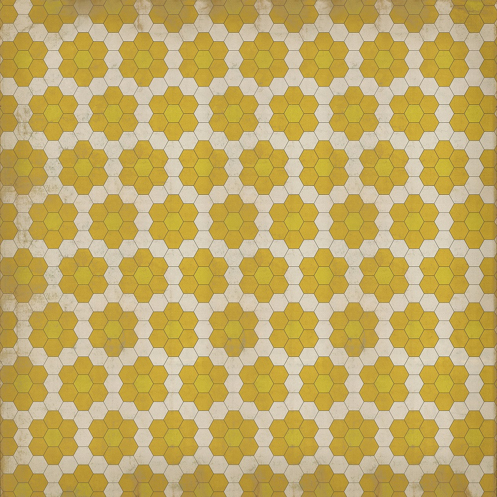 Classic Pattern 2 Bees Knees (distressed) - vinyl floor cloth sizes 84x84, 96x96, 120x120