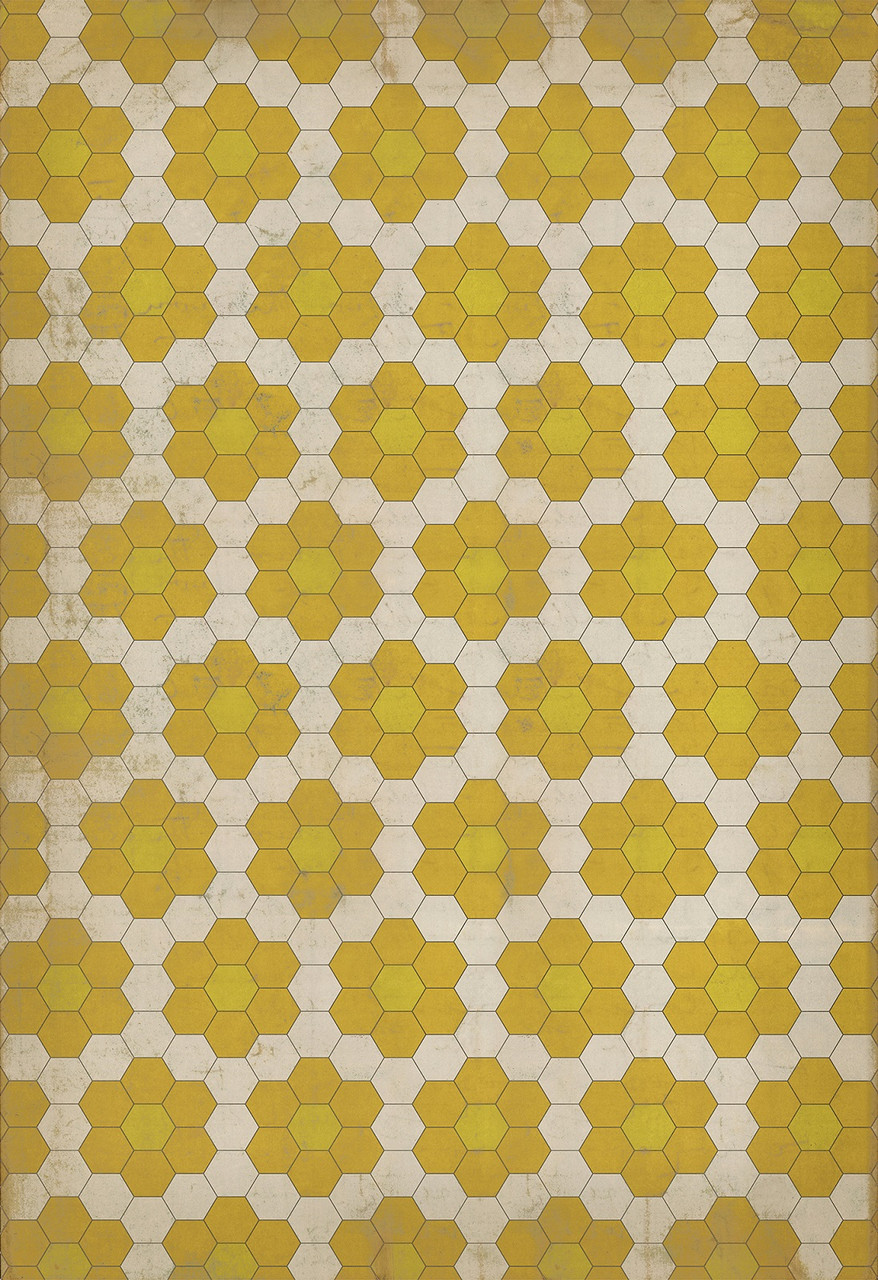 Classic Pattern 2 Bees Knees (distressed) - vinyl floor cloth sizes 96x140, 120x175