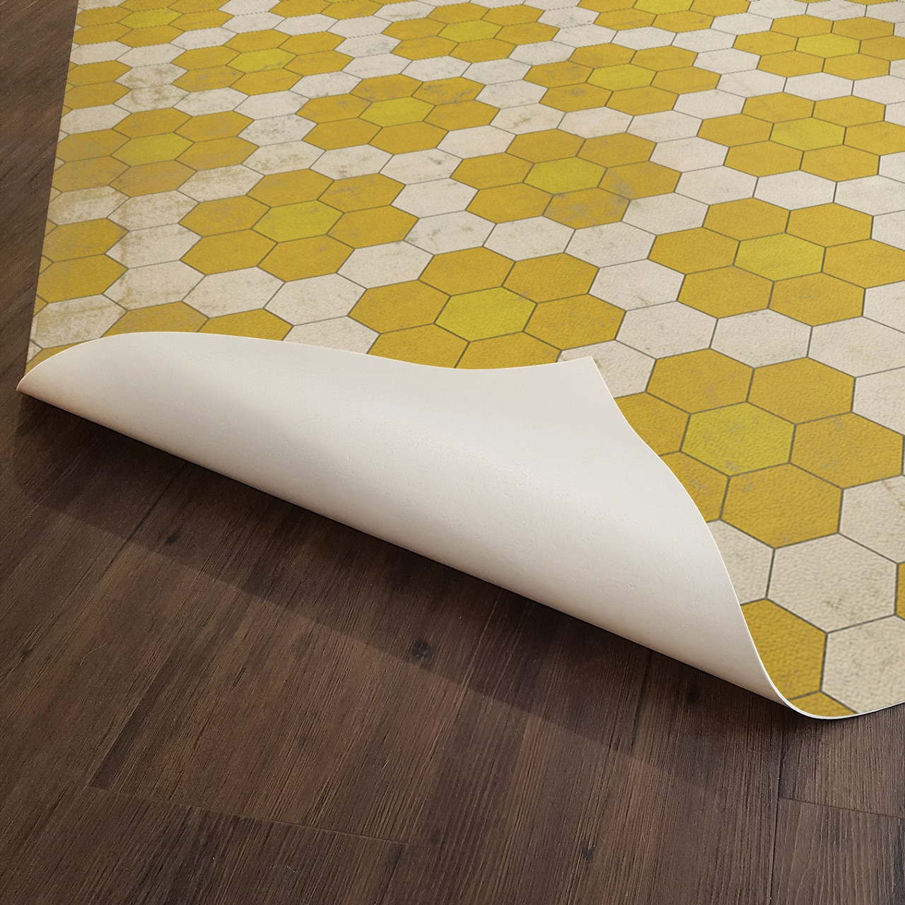 Classic Pattern 2 Bees Knees (distressed) - vinyl floor cloth underside
