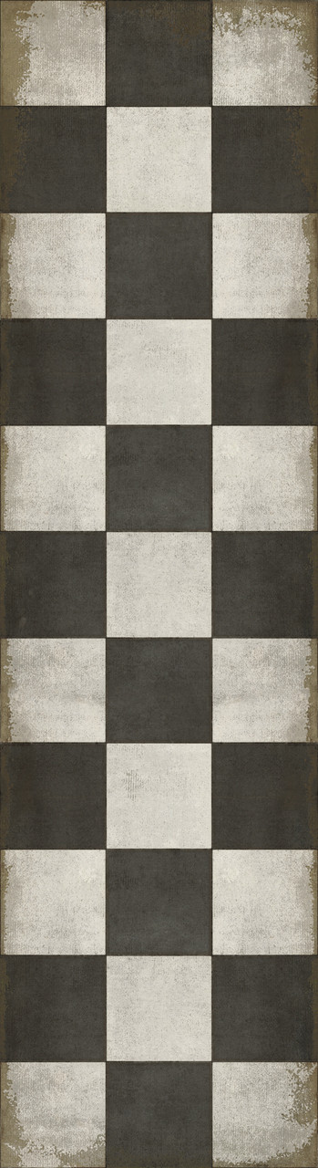 Classic Pattern 7 Checkered Past - (distressed) - vinyl floor cloth size 36x132