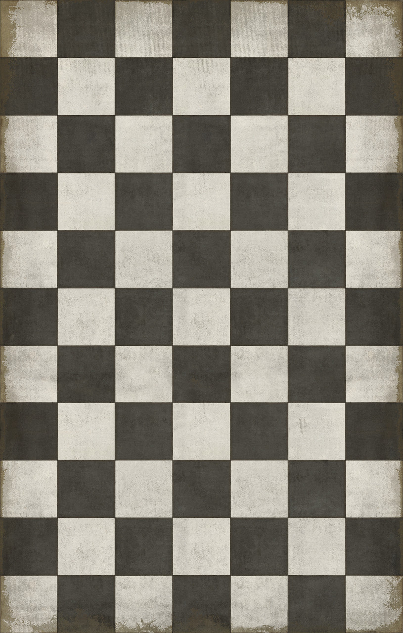 Classic Pattern 7 Checkered Past - (distressed) - vinyl floor cloth sizes 70x110, 96x150, 120x173