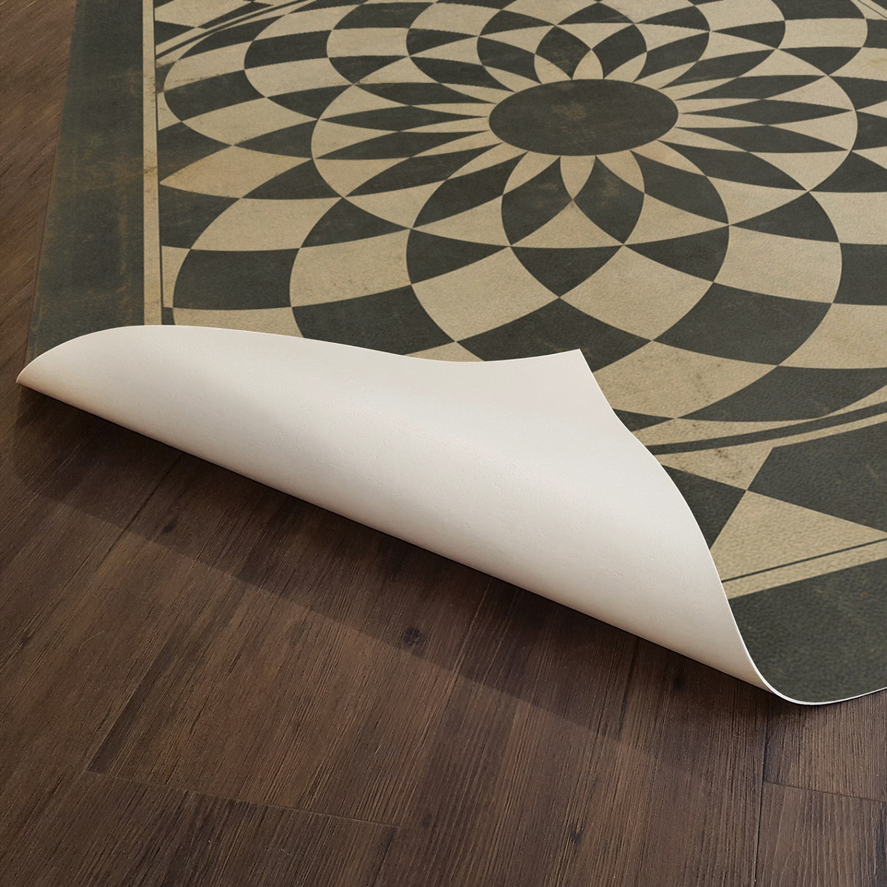 Classic Pattern 1 We're All Mad Here (distressed) - vinyl floor cloth underside 