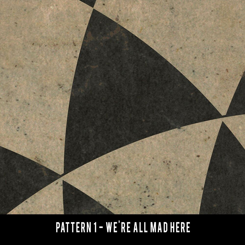 Classic Pattern 1 We're All Mad Here (distressed) - vinyl floor cloth swatch sample