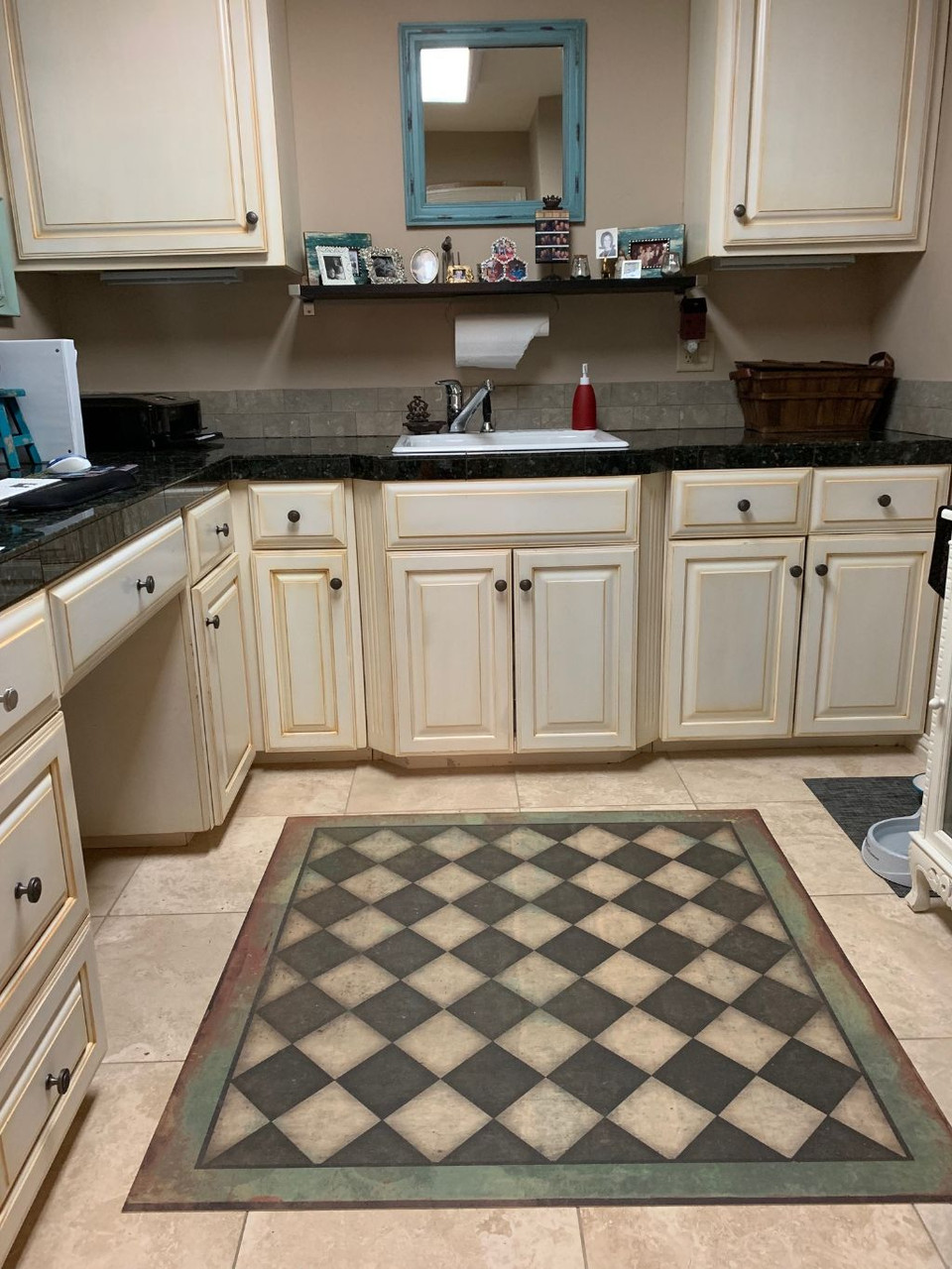 Vintage Vinyl Floor Cloth Pattern 9 Checkmate Pura Vida Home And