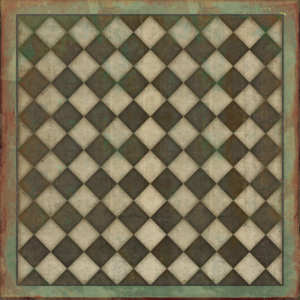 Classic Pattern 9 Checkmate - vinyl floor cloth sizes 60x60, 72x72