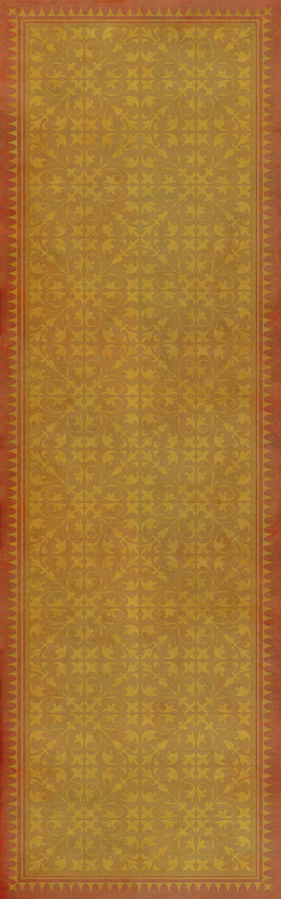 Classic Pattern 21 All in the Golden Afternoon - vinyl floor cloth sizes 24x77, 30x96, 26x83, 36x115