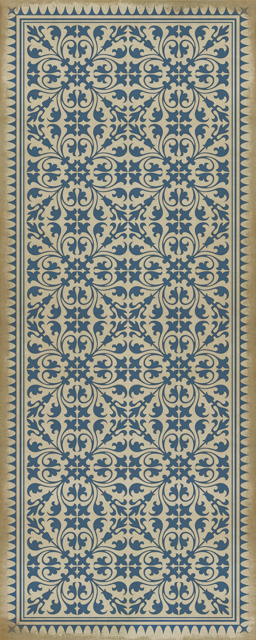 Classic Pattern 21 Mad Hatter Tea Party - vinyl floor cloth sizes 30x75, 36x90