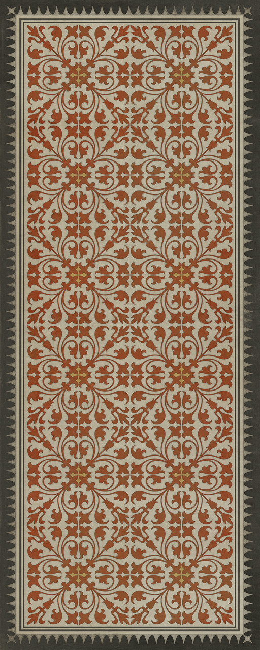 Classic Pattern 21 Painting the Roses Red - vinyl floor cloth sizes 30x75, 36x90