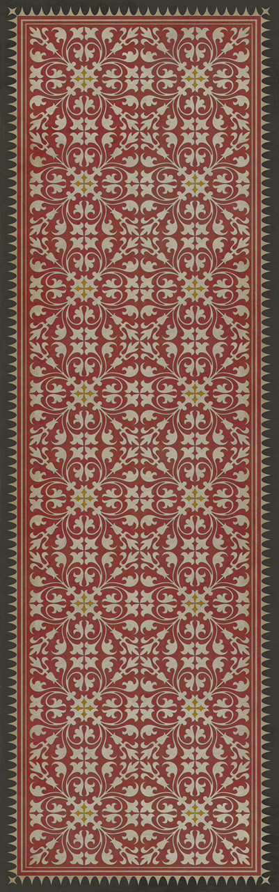 Classic Pattern 21 The Red Queen - vinyl floor cloth sizes 26x83, 36x115